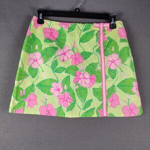 Lilly Pulitzer Skort Skirt 2 Green Pink Floral